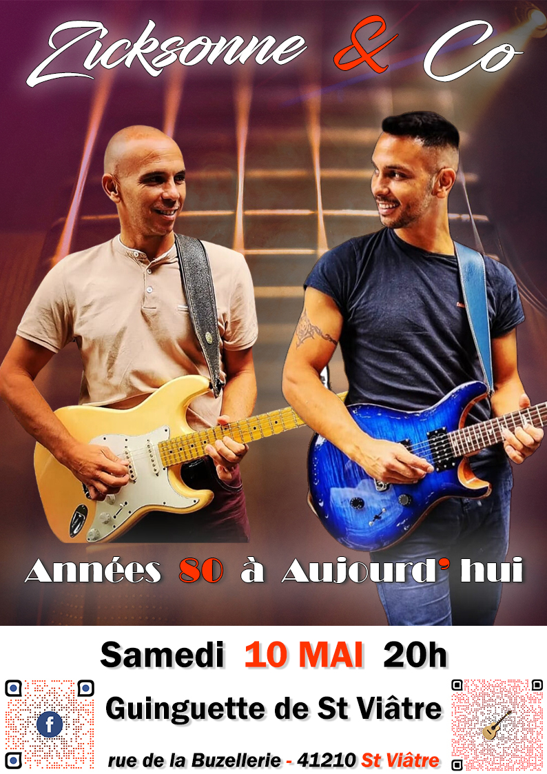 Zicksonne & Co - Groupe Po Rock - Tous les Tubes des Années 80 à Aujourd'hui - De Poitiers - Nouvelle Aquitaine - Variété Française . Guinguette de St Viatre 41 - 10 mai 2025